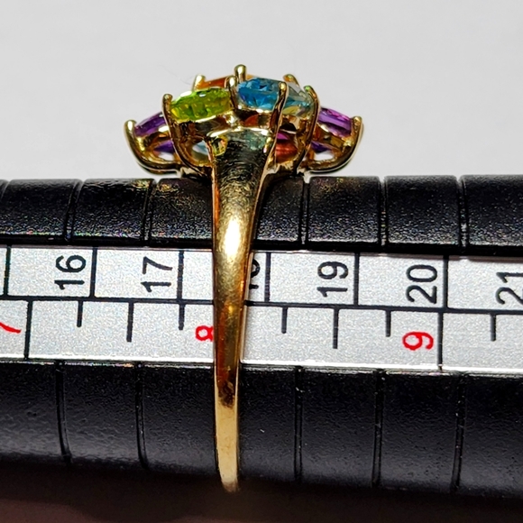 10 K Gold Multi Color Gemstone Ring size 8 - Picture 3 of 7
